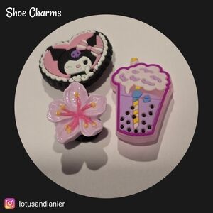 Shoe Charms Purple Boba Love Set Of 3